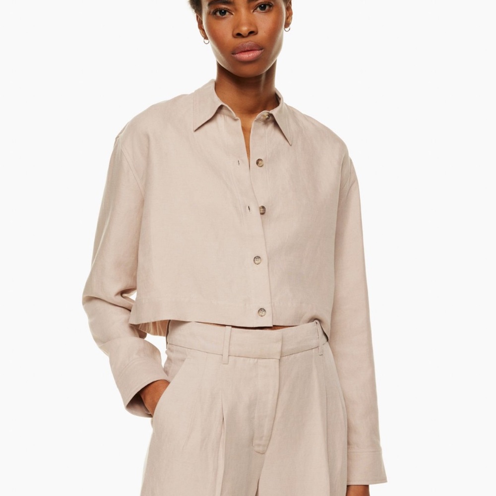 Cropped linen button down - Picture 2 of 2